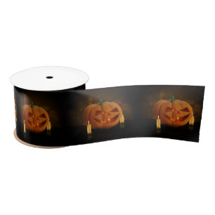 Halloween Pumpkin with Candles - Ribbon Satin Ribbon