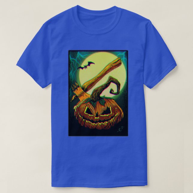 Halloween pumpkin with visual glitch effect 1 T-Shirt (Design Front)