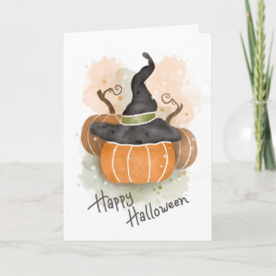 Halloween Pumpkin with Witch Hat Card