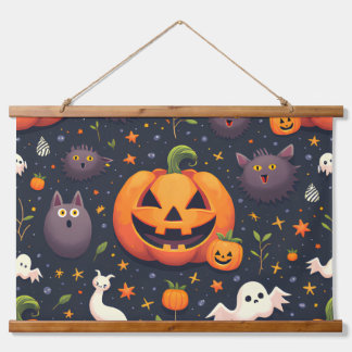 Halloween Pumpkin Wood Topped Wall Tapestry