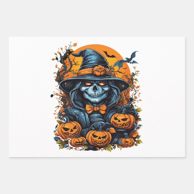Halloween Pumpkin Wrapping Paper Sheet (Front)