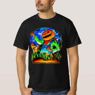 Halloween Pumpkin Zombie Monster Skull Bat Grave   T-Shirt