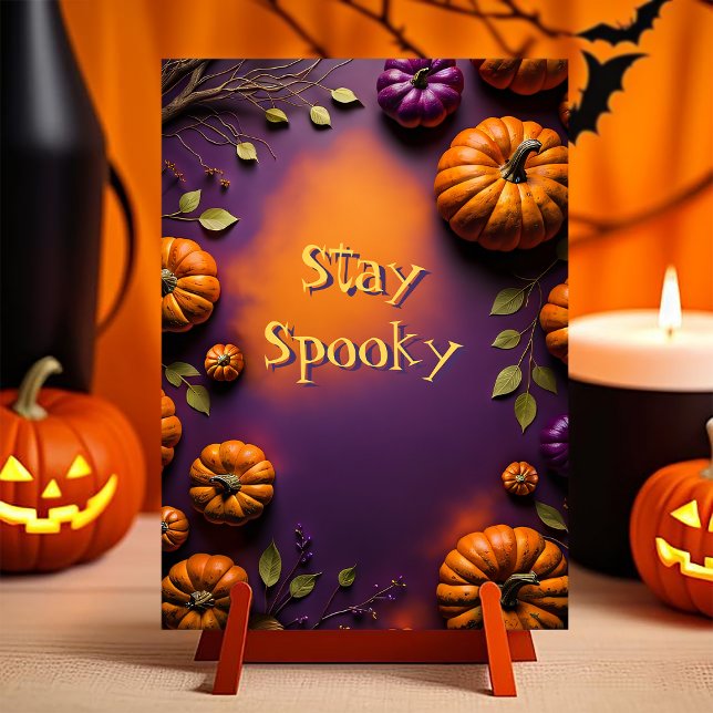 Halloween Pumpkins (Customizable Halloween card. illustration full of pumpkins on orange and purple background)