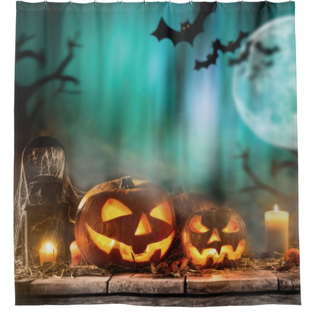 Halloween pumpkins and bats   (Front)