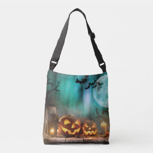 Halloween pumpkins and bats   crossbody bag