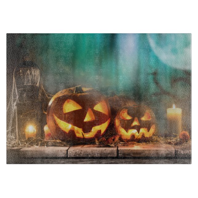 Halloween pumpkins and bats  cutting board (Front)