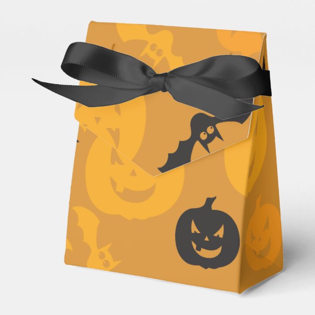 Halloween pumpkins and bats favor box (Front Side)