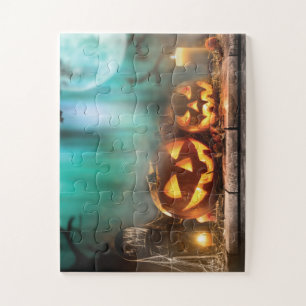 Halloween pumpkins and bats   jigsaw puzzle