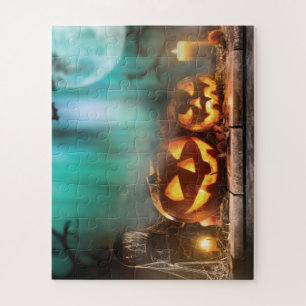 Halloween pumpkins and bats   jigsaw puzzle