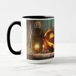 Halloween pumpkins and bats mug