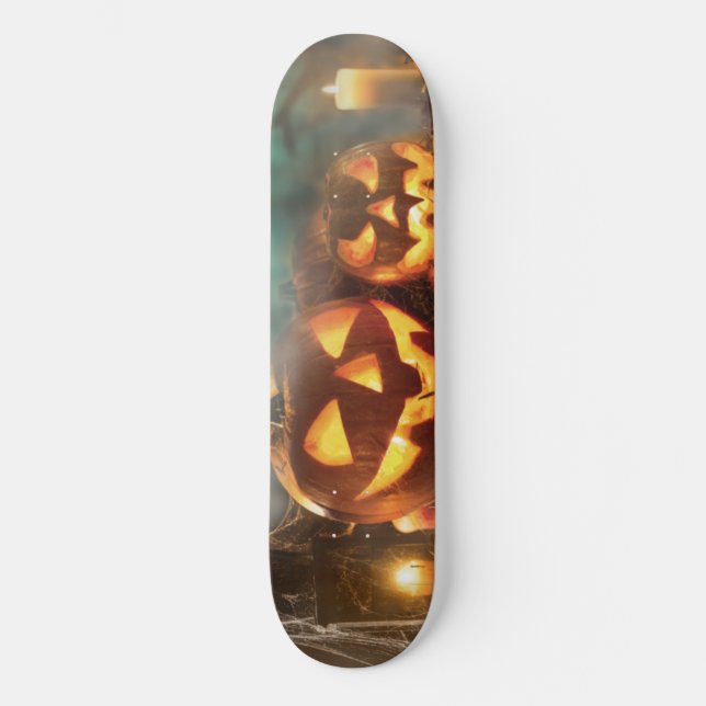 Halloween pumpkins and bats  skateboard (Front)
