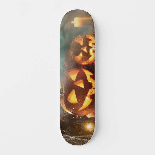 Halloween pumpkins and bats  skateboard (Front)