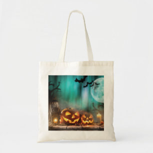 Halloween pumpkins and bats   tote bag