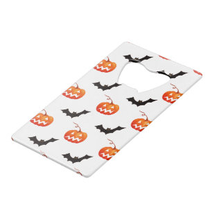 Halloween Pumpkins and Bats, Trick or Treat, Boo Credit Card Bottle Opener