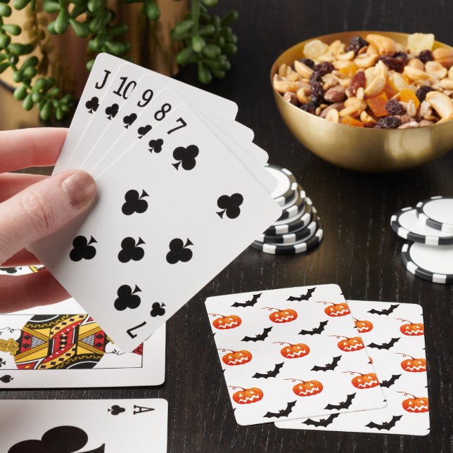 Halloween Pumpkins and Bats, Trick or Treat, Boo Playing Cards (In Situ)