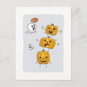 Halloween Pumpkins and Ghosts Postcard