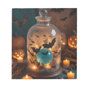 Halloween Pumpkins Candles Cute Spooky Festive Art Notepad