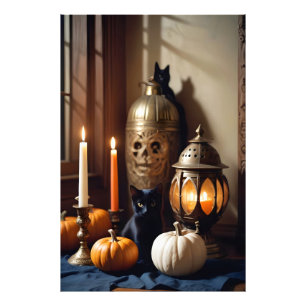 Halloween Pumpkins Cat Cute Spooky Festive Magic Photo Print