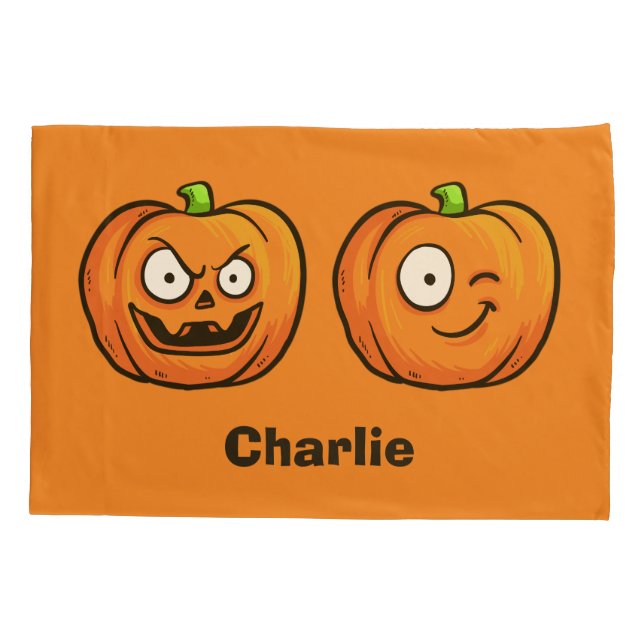 Halloween Pumpkins custom name pillowcases (Back)