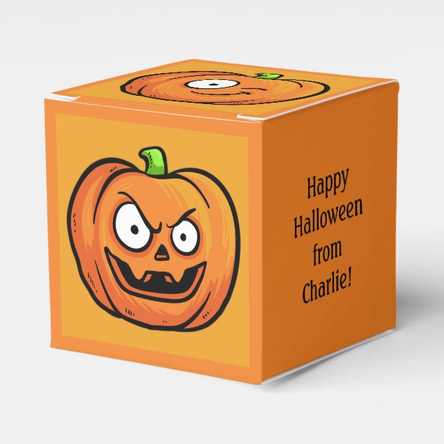 Halloween Pumpkins custom text favour box (Front Side)