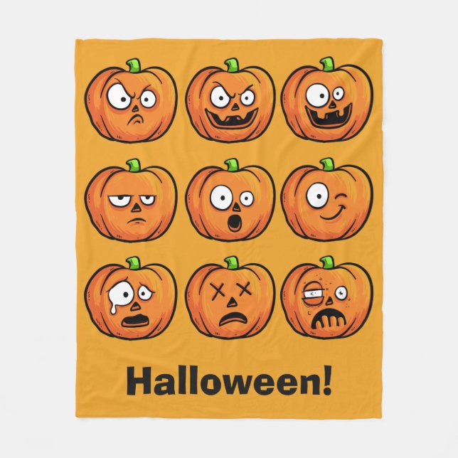 Halloween Pumpkins custom text fleece blanket (Front)