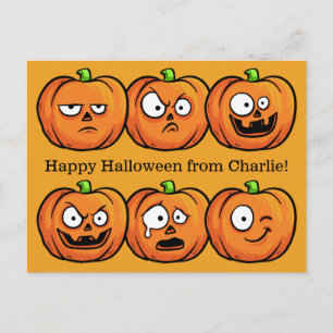 Halloween Pumpkins custom text postcard