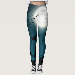 Halloween Pumpkins: Dark Castle Blue Moon Leggings