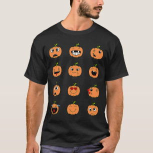 Halloween Pumpkins Emotions Boys Girls Kids Cute H T-Shirt
