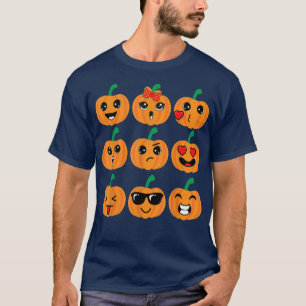 Halloween Pumpkins Emotions Boys Girls Kids Cute P T-Shirt