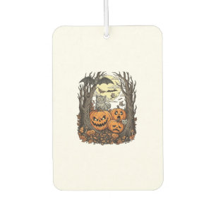 Halloween Pumpkins Grey Cat Bat Full Moon Woods Air Freshener