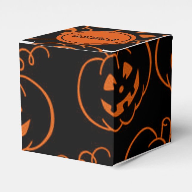 Halloween Pumpkins Jack-O-Lantern Cube Favour Box (Front Side)