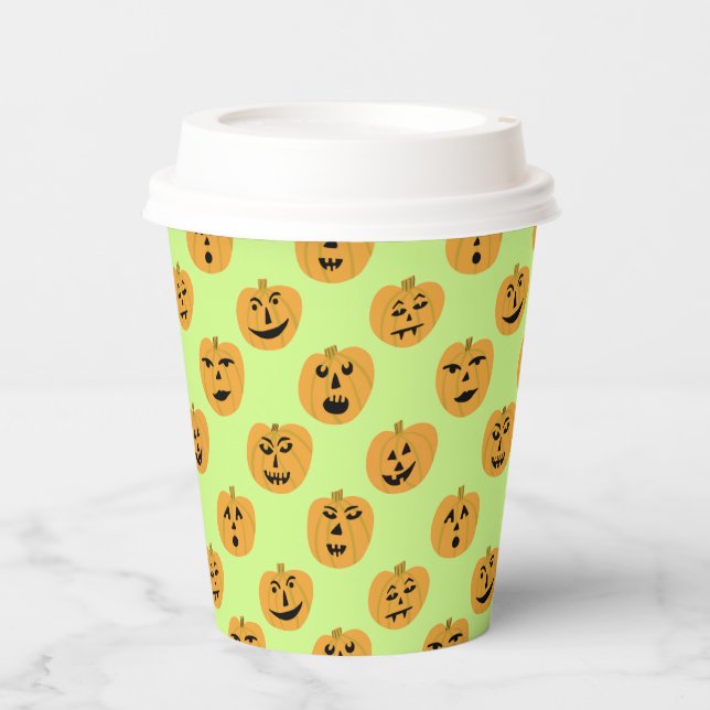 Halloween PUMPKINS Jack-O-Lanterns Paper Cups (Front)
