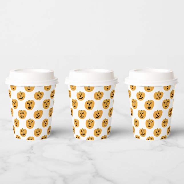 Halloween PUMPKINS Jack-O-Lanterns Paper Cups (Multi)