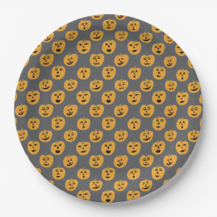 Halloween PUMPKINS Jack-O-Lanterns Paper Plate