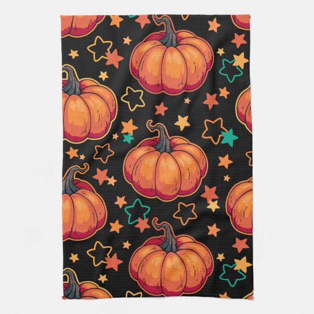 Halloween pumpkins kitchen towel (Vertical)