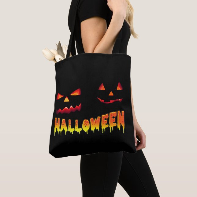 HALLOWEEN PUMPKINS LAUGH IN THE DARK TOTE BAG (Close Up)