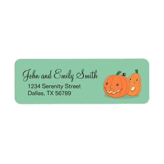 Halloween Pumpkins on Green Return Address Label