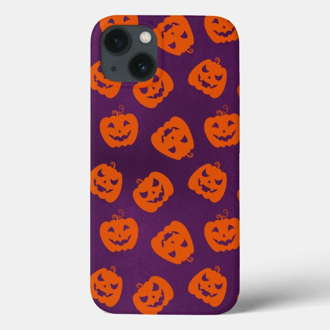 Halloween Pumpkins on Purple Background Pattern Case-Mate iPhone Case (Back)