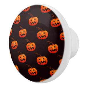 Halloween Pumpkins, Orange Pumpkins Trick Or Treat Ceramic Knob