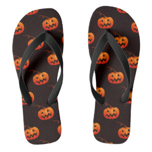 Halloween Pumpkins, Orange Pumpkins Trick Or Treat Flip Flops