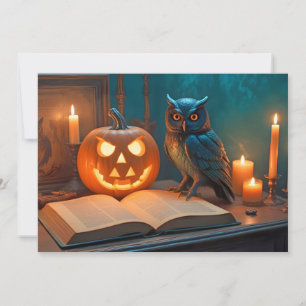 Halloween Pumpkins Owl Cute Spooky Festive Magic Invitation