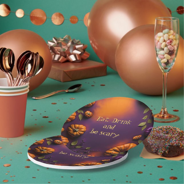 Halloween Pumpkins Paper Plate (Multi)