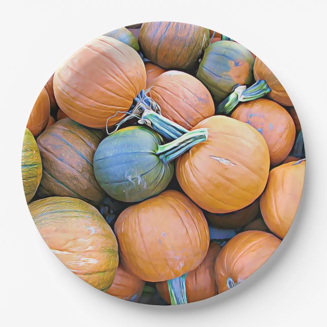 Halloween Pumpkins Party Paper Plates (Front)