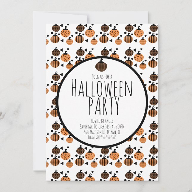 Halloween Pumpkins Pattern Birthday Party Event   Invitation (Front)