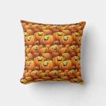 Halloween pumpkins pattern throw pillow
