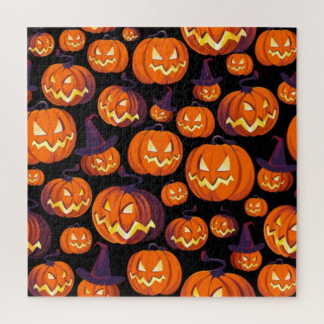 Halloween Pumpkins: Spooky Seamless Pattern. Jigsaw Puzzle (Vertical)