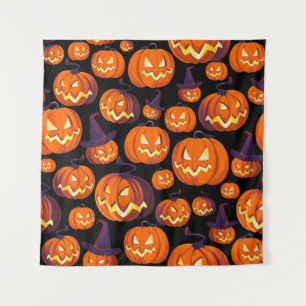 Halloween Pumpkins: Spooky Seamless Pattern. Tapestry
