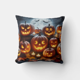Halloween pumpkins throw pillow