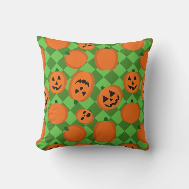 Halloween Pumpkins Throw Pillow (Front)