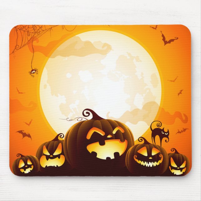 Halloween pumpkins under the moon poster napkins t mouse pad (Front)
